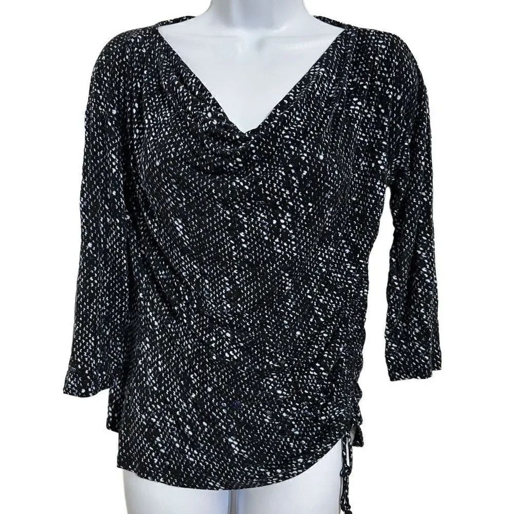 Michael Kors, black and gray, long sleeve blouse size PM or S. A572